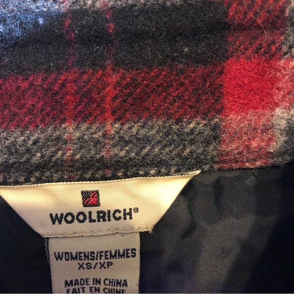 Woolrich black/grey/red 80%wool blend peacoat size small. - Picture 6 of 7
